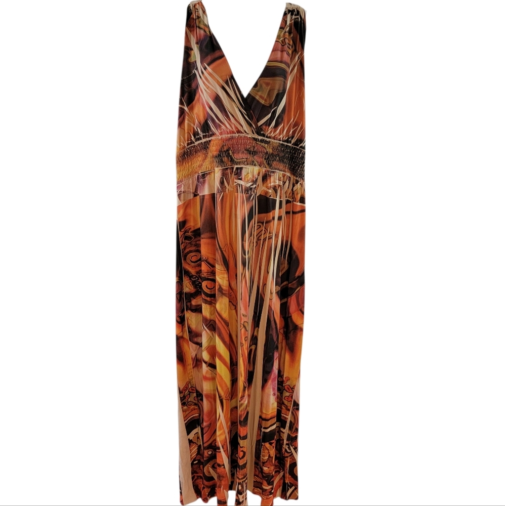 Fresh of LA Sleeveless Maxi Dress 18/20 Racerback Boho Print